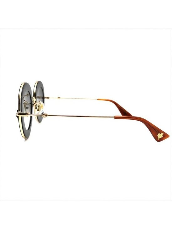 Gucci L\'aveugle Paramor Round Frame Sunglasses Eyewear Gold Black